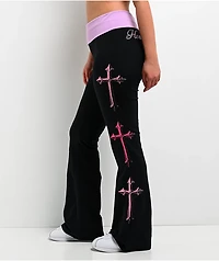 Ninth Hall Joella Cross Black Fold over Flare Leggings