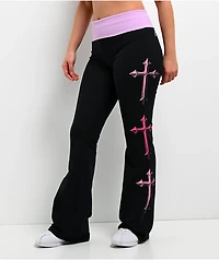 Ninth Hall Joella Cross Black Fold over Flare Leggings