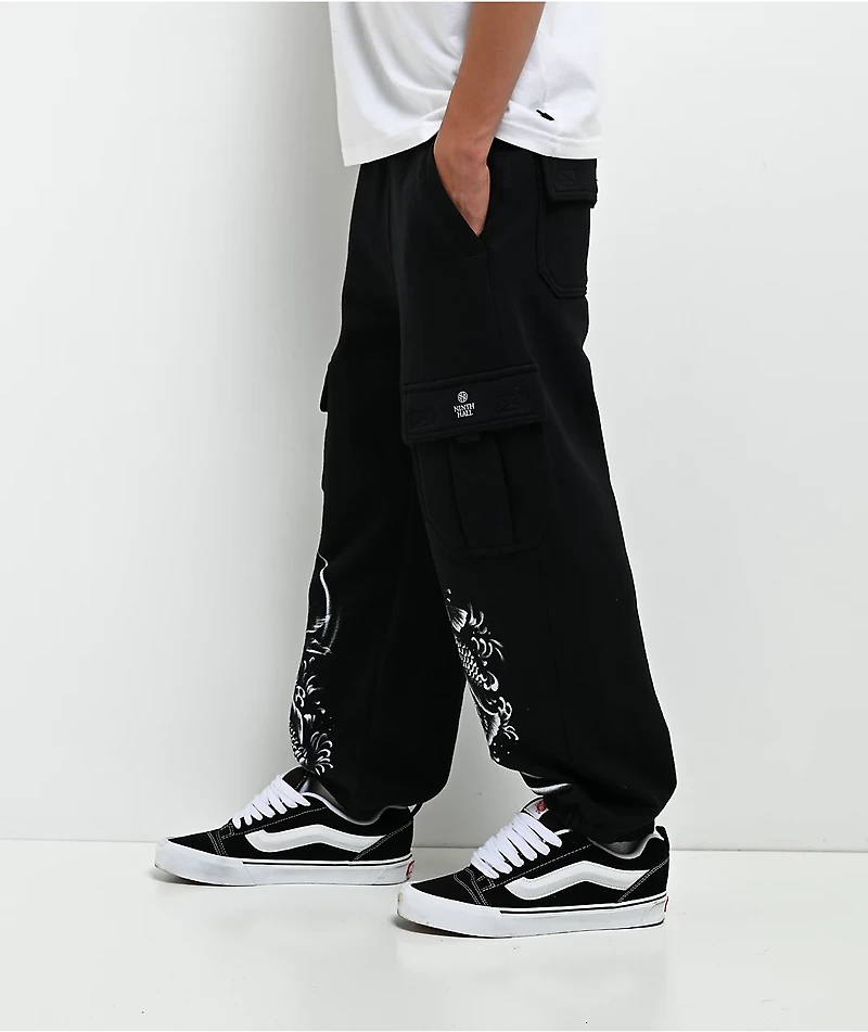 Ninth Hall Kids Stash Black Cargo Sweatpants