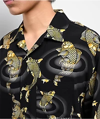 Ninth Hall Koi Black Short Sleeve Button Up Shirt