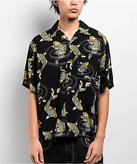 Ninth Hall Koi Black Short Sleeve Button Up Shirt