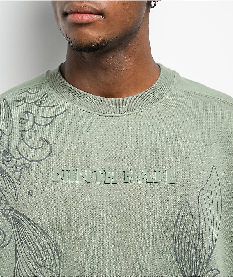 Ninth Hall Koi Pond Green Oversized Crewneck Sweatshirt