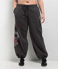 Ninth Hall Kyra Black Mineral Wash Oversized Sweatpants