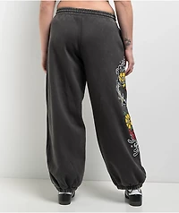 Ninth Hall Kyra Black Mineral Wash Oversized Sweatpants