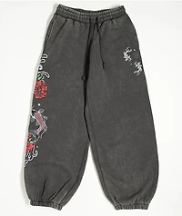 Ninth Hall Kyra Black Mineral Wash Oversized Sweatpants