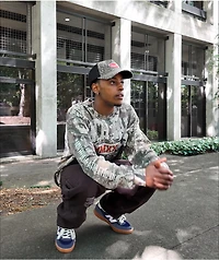 Ninth Hall Layered Text Camo Long Sleeve Thermal T-Shirt