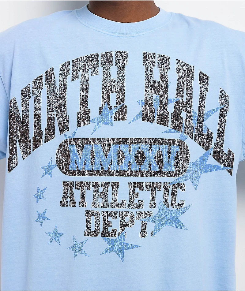 Ninth Hall Layered Text Light Blue Wash T-Shirt