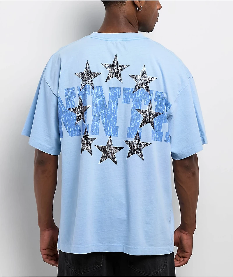Ninth Hall Layered Text Light Blue Wash T-Shirt
