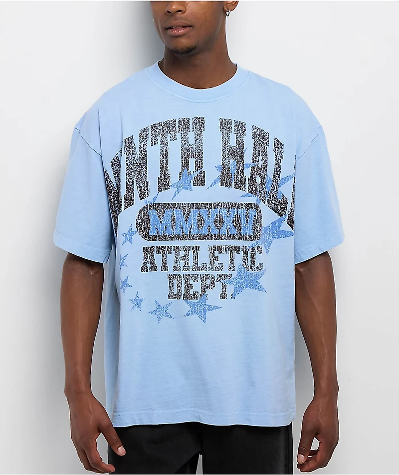 Ninth Hall Layered Text Light Blue Wash T-Shirt