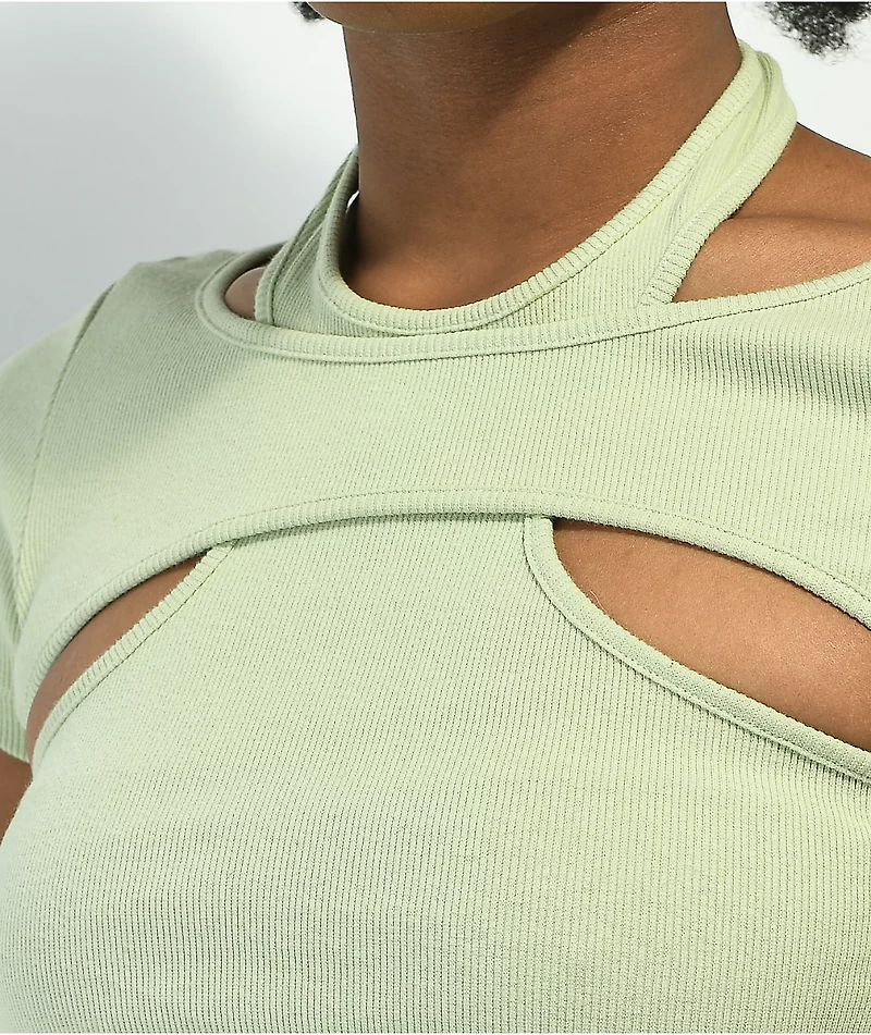 Ninth Hall Leia Green Cut Out Crop Top