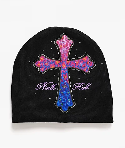 Ninth Hall Leopard Cross Black Skully Beanie
