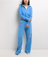 Ninth Hall Leopard Cross Blue Crop Zip Hoodie