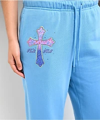 Ninth Hall Leopard Cross Blue Wide Leg Sweatpants