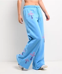 Ninth Hall Leopard Cross Blue Wide Leg Sweatpants