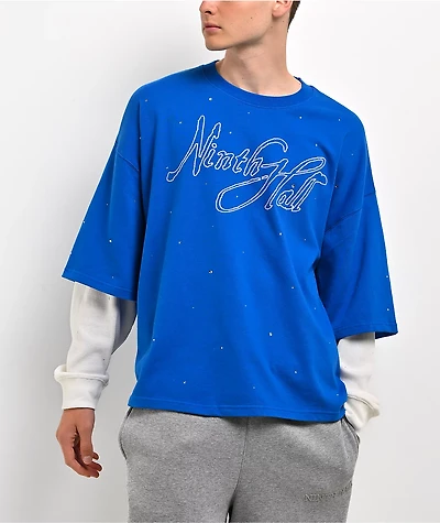 Ninth Hall Lightfall Blue & White 2fer Long Sleeve T-Shirt