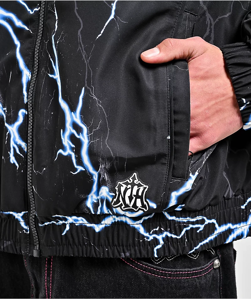 Ninth Hall Lightning Black Hooded Windbreaker Jacket