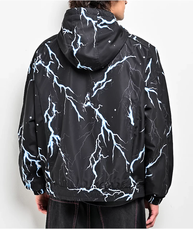 Ninth Hall Lightning Black Hooded Windbreaker Jacket