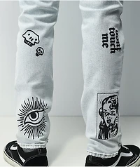 Ninth Hall Lure Light Blue Printed Skinny Jeans