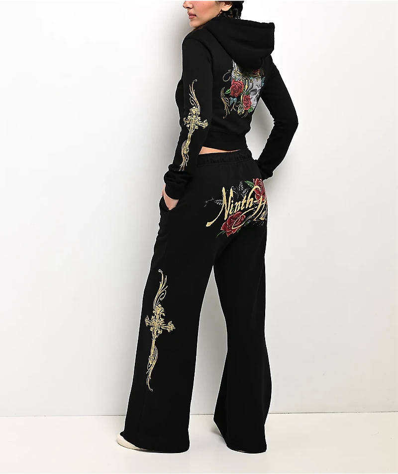Ninth Hall MTT Black Crop Zip Hoodie