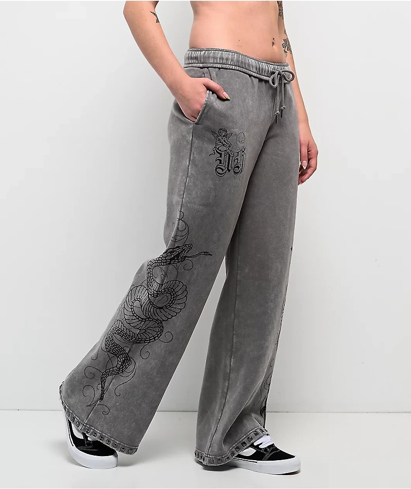 Ninth Hall Margo Snake Grey Wash Wide Leg Sweatpants