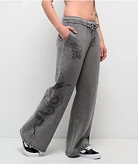 Ninth Hall Margo Snake Grey Wash Wide Leg Sweatpants