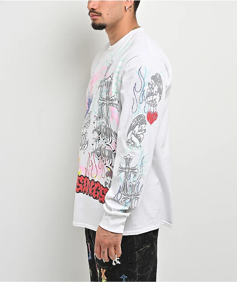 Ninth Hall Maxxxed Out White Long Sleeve T-Shirt