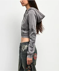 Ninth Hall Melanie Grey Wash Mega Crop Zip Hoodie