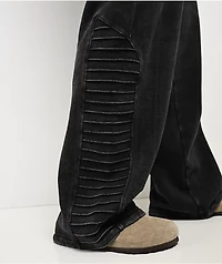 Ninth Hall Moto Seams Black Wash Baggy Sweatpants