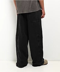 Ninth Hall Moto Seams Black Wash Baggy Sweatpants