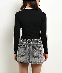 Ninth Hall Neela V Neck Black Crop Long Sleeve T-Shirt