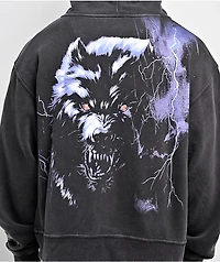 Ninth Hall Night Terrors Black Wash Crop Zip Hoodie
