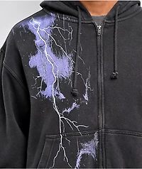 Ninth Hall Night Terrors Black Wash Crop Zip Hoodie