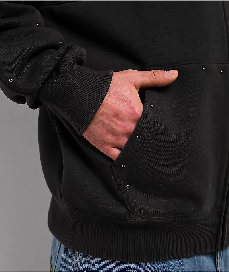 Ninth Hall Nightcrawler Black Wash Zip Hoodie