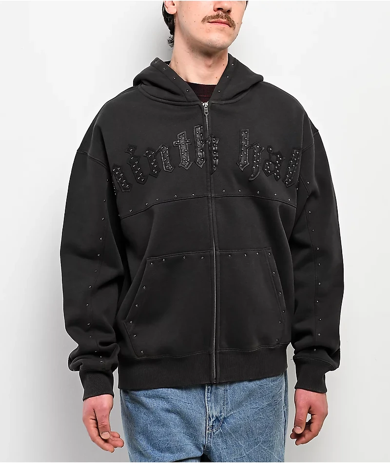 Ninth Hall Nightcrawler Black Wash Zip Hoodie