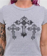 Ninth Hall Nightcrawler Grey Crop T-Shirt