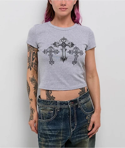 Ninth Hall Nightcrawler Grey Crop T-Shirt