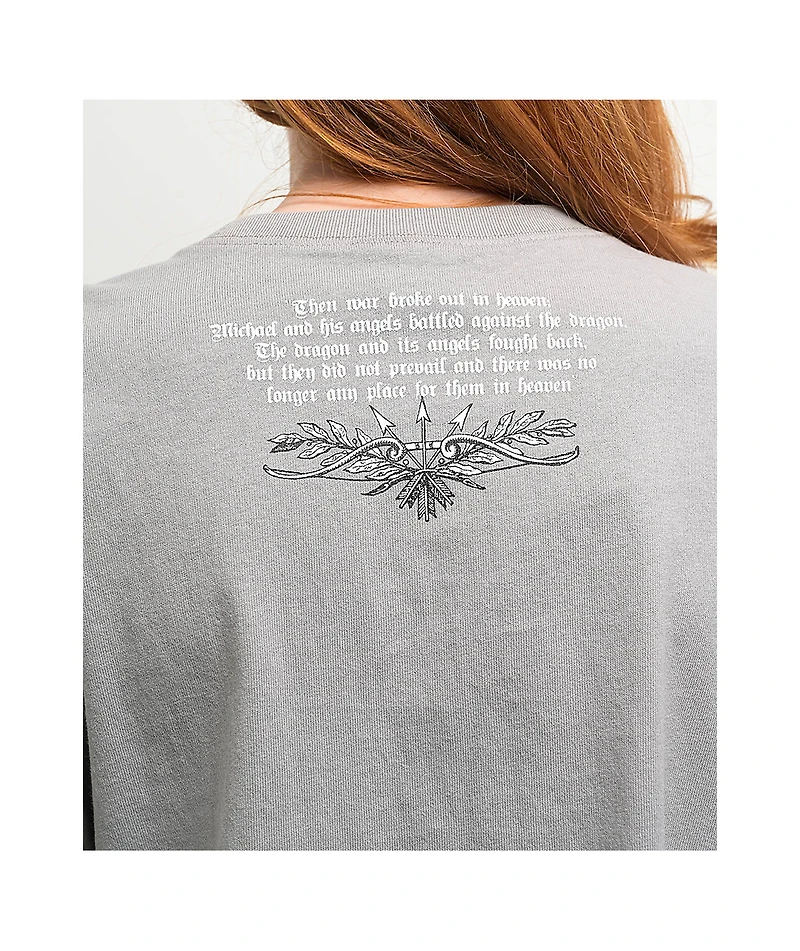 Ninth Hall Olivia Angel Grey Boxy Crop T-Shirt