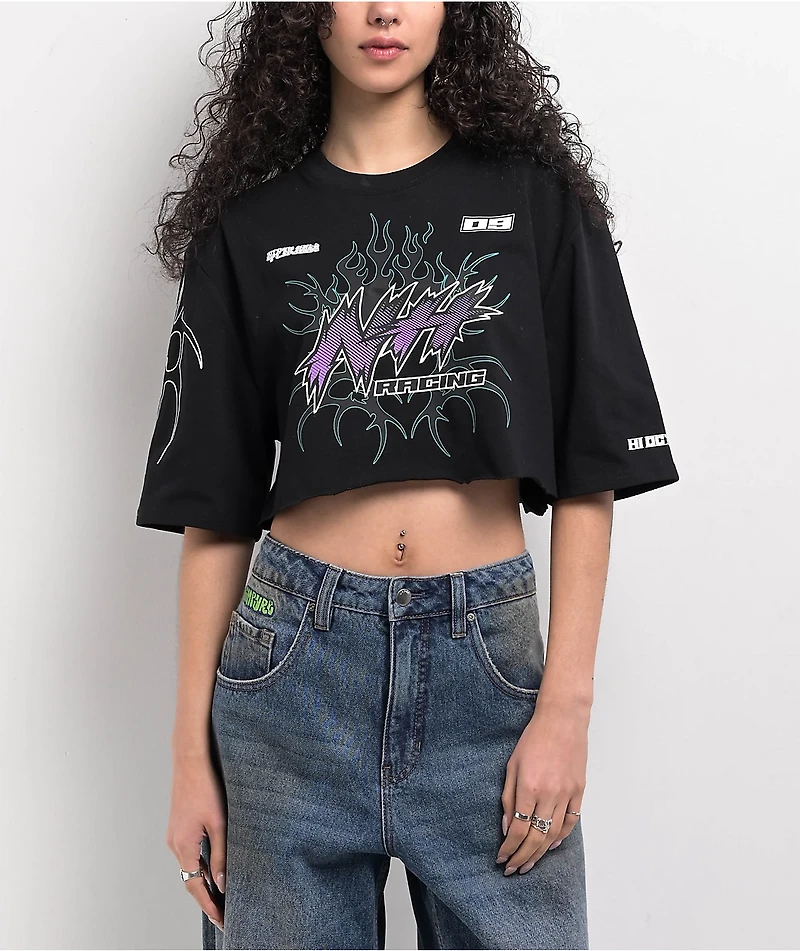 Ninth Hall Olivia Black Boxy Crop T-Shirt