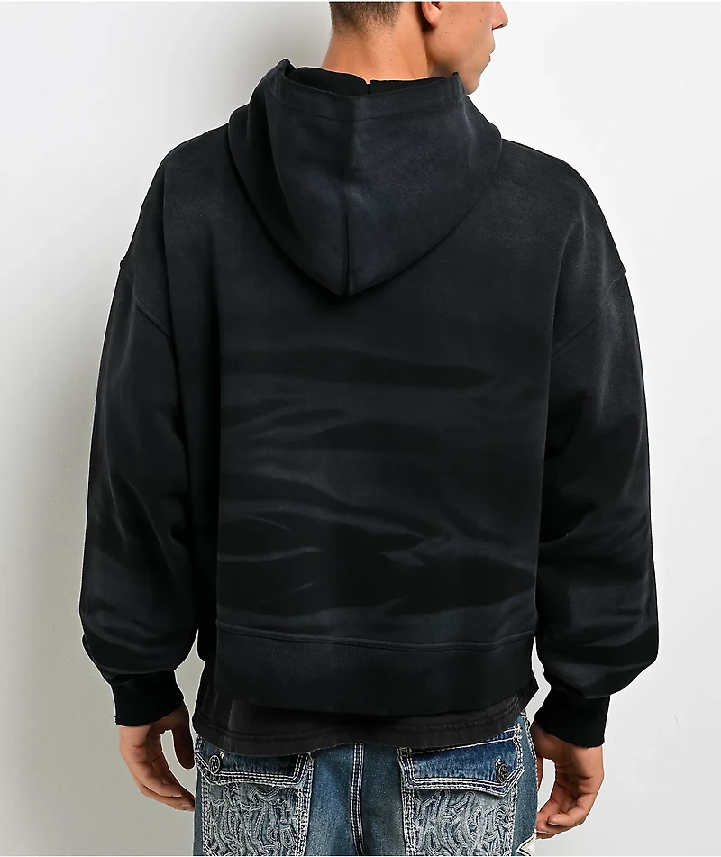Ninth Hall One Hundred Claws Black Wash Crop Zip Hoodie
