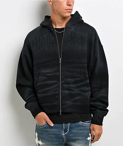Ninth Hall One Hundred Claws Black Wash Crop Zip Hoodie