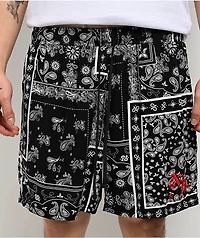 Ninth Hall Paisley Black Rayon Shorts