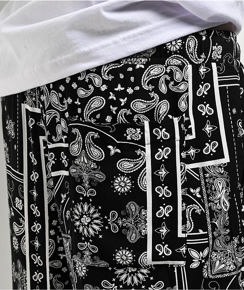 Ninth Hall Paisley Black Rayon Shorts
