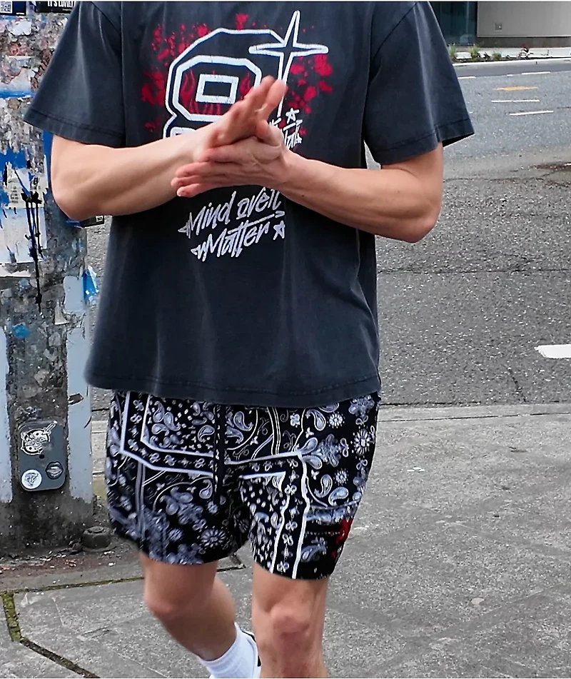 Ninth Hall Paisley Black Rayon Shorts