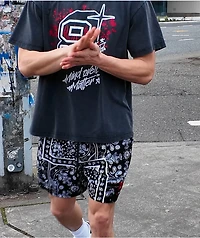 Ninth Hall Paisley Black Rayon Shorts