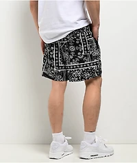 Ninth Hall Paisley Black Rayon Shorts