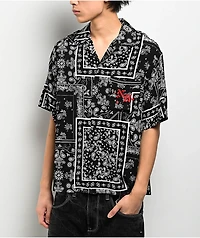 Ninth Hall Paisley Black Short Sleeve Button Up Shirt