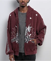 Ninth Hall Pillars Red Thermal Zip Hoodie