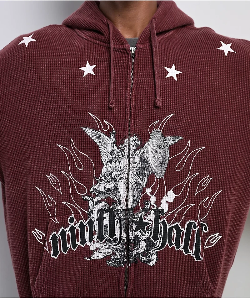 Ninth Hall Pillars Red Thermal Zip Hoodie