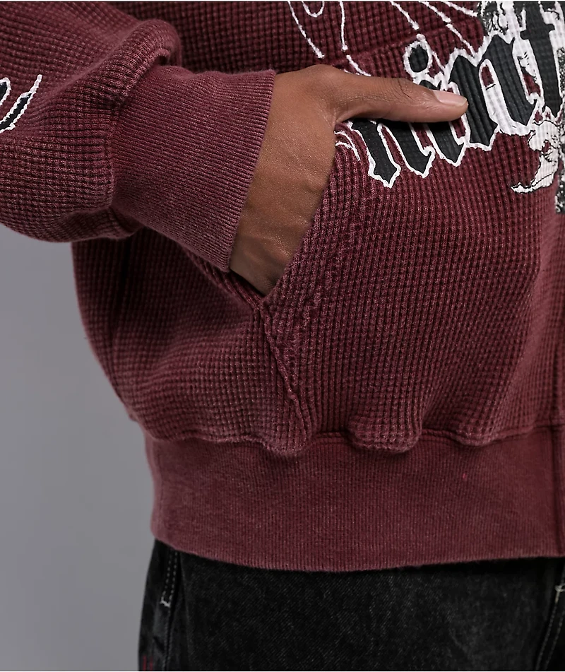 Ninth Hall Pillars Red Thermal Zip Hoodie