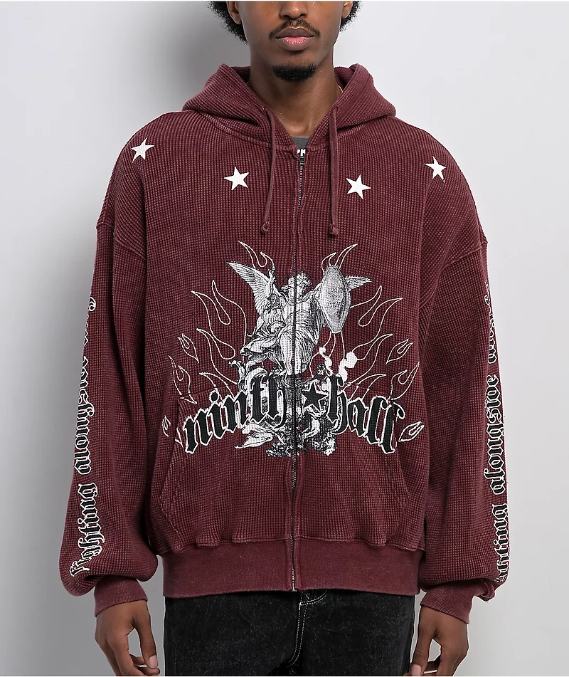Ninth Hall Pillars Red Thermal Zip Hoodie